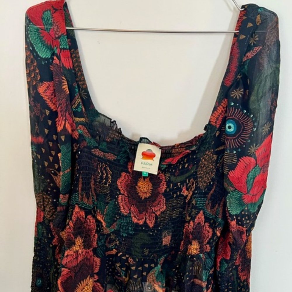 Farm Rio Pattern Sheer Top, Size XL - Picture 3 of 4